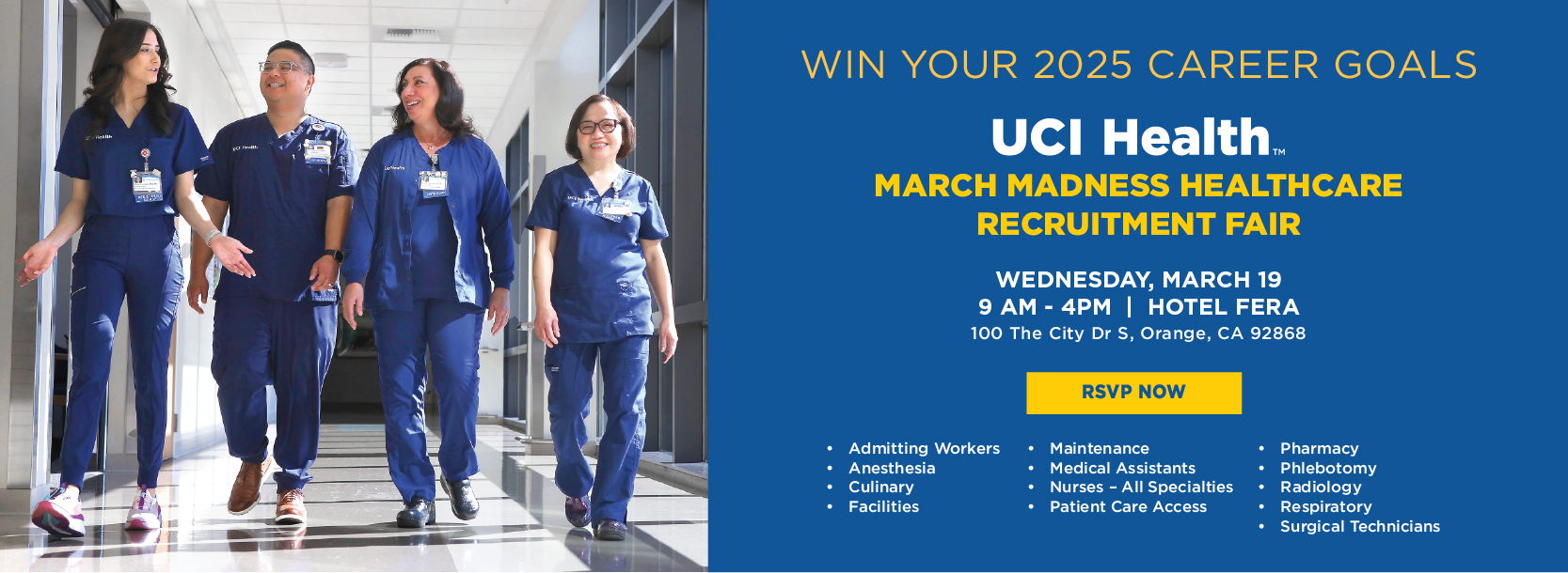 UCI Health Recruitment Fair March 19, 2025 - RSVP Now